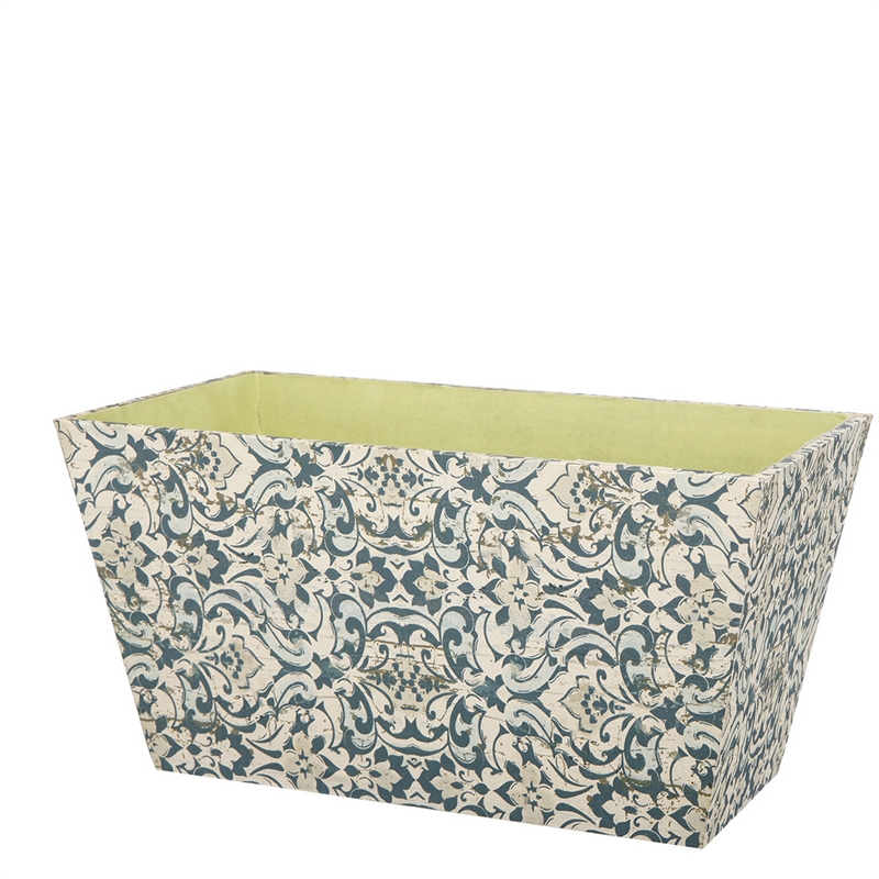 Benjara Rectangular Containers with Narrow Bottom (Set of 3)- Blue and Beige