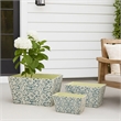 Benjara Rectangular Containers with Narrow Bottom (Set of 3)- Blue and Beige