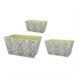Benjara Rectangular Containers with Narrow Bottom (Set of 3)- Blue and Beige
