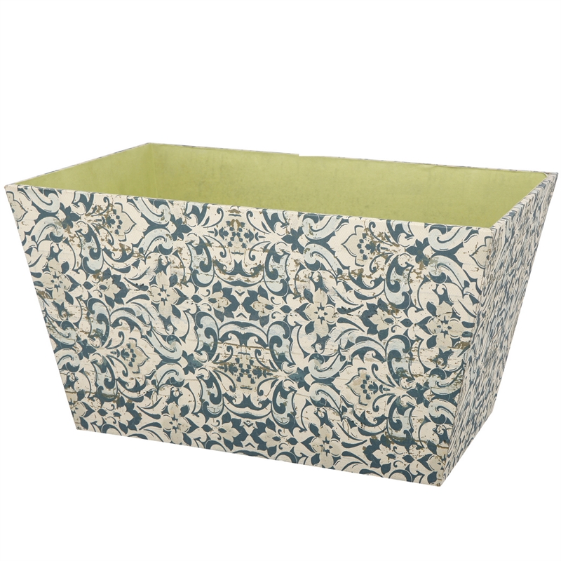 Benjara Rectangular Containers with Narrow Bottom (Set of 3)- Blue and Beige