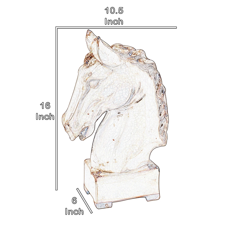 Benjara Transitional Style Ceramic Horse Head Decor Piece- Large- Beige