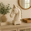 Benjara Transitional Style Ceramic Horse Head Decor Piece- Large- Beige