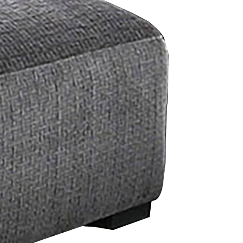 Benjara Modern Style Padded Ottoman with Fabric Upholstery- Gray