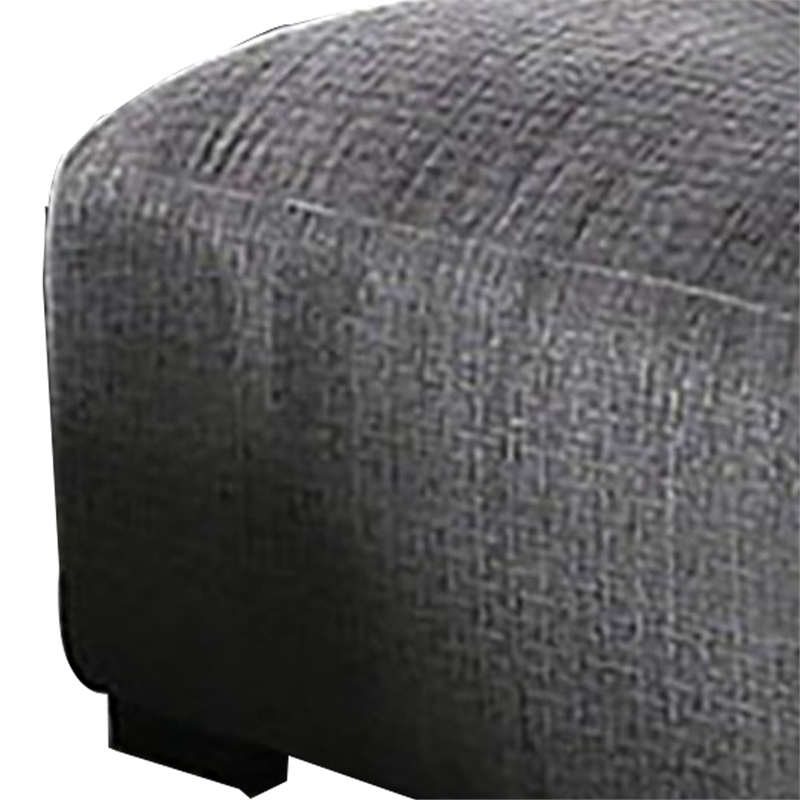 Benjara Modern Style Padded Ottoman with Fabric Upholstery- Gray