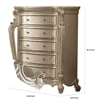 Benjara Five Drawer Chest With Cabriole Legs- Antique Pearl & Cherry Oak