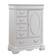 Benjara Six Drawer And One Door Shelf Chest With Scalloped Feet- White