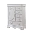 Benjara Six Drawer And One Door Shelf Chest With Scalloped Feet- White