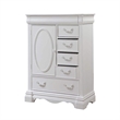 Benjara Six Drawer And One Door Shelf Chest With Scalloped Feet- White