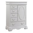 Benjara Six Drawer And One Door Shelf Chest With Scalloped Feet- White