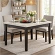 Benjara Wooden Counter Height Table With Marble Top- White and Black