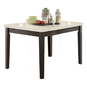 Benjara Wooden Counter Height Table With Marble Top- White and Black