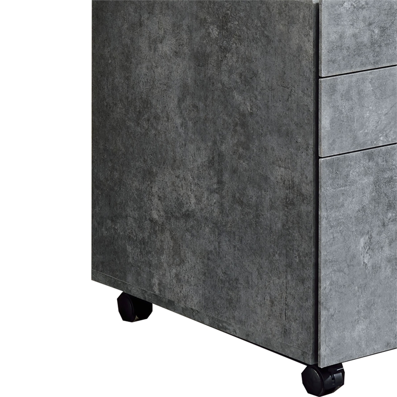 Benjara Contemporary Style File Cabinet with 3 Storage Drawers and Casters- Gray