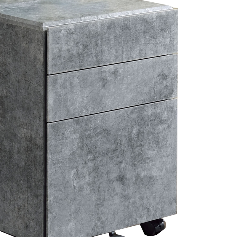 Benjara Contemporary Style File Cabinet with 3 Storage Drawers and Casters- Gray