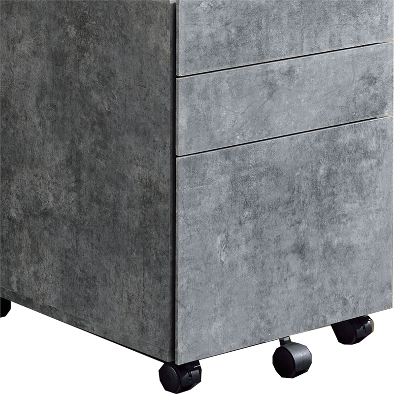 Benjara Contemporary Style File Cabinet with 3 Storage Drawers and Casters- Gray