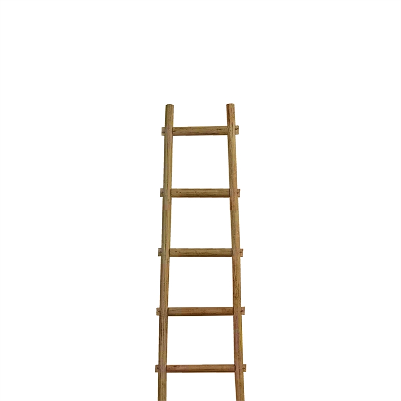 Benjara Transitional Style Wooden Decor Ladder with 6 Steps- Brown