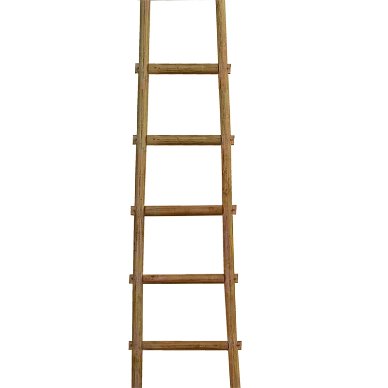Benjara Transitional Style Wooden Decor Ladder with 6 Steps- Brown