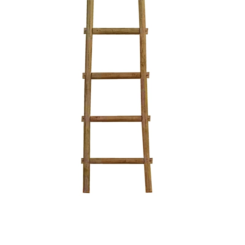 Benjara Transitional Style Wooden Decor Ladder with 6 Steps- Brown