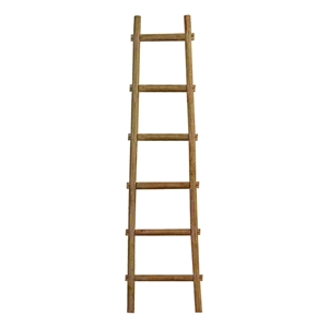 Benjara Transitional Style Wooden Decor Ladder with 6 Steps- Brown