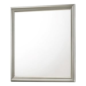 Benjara Square Molded Wooden Frame Dresser Mirror- Antique Silver