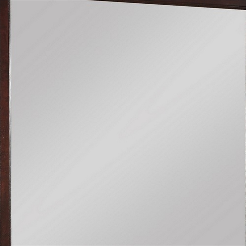 Benjara Square Molded Wooden Frame Dresser Mirror- Cherry Brown and Silver