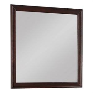 Benjara Square Molded Wooden Frame Dresser Mirror- Cherry Brown and Silver