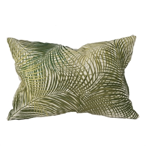 Benjara 20 X 14&quot Embroidered Pillow with Palm Leaf Design- White and Green