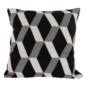 Benjara 20 x 20&quot Cashmere Pillow with Zig Zag Pattern- Black and Gray