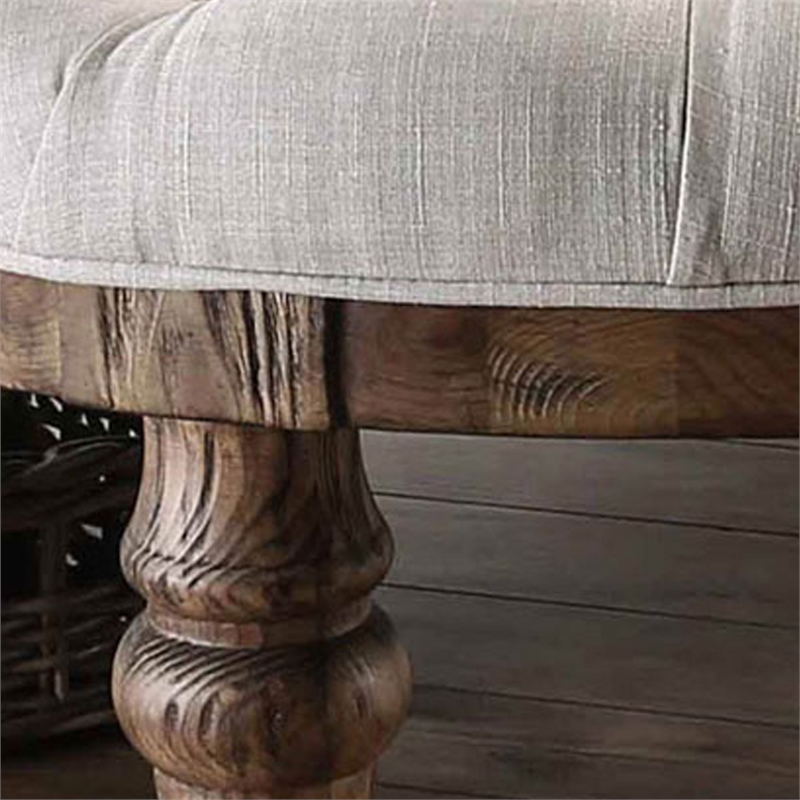 Benjara Cushioned Top Wooden Coffee Table with Bottom Shelf- Brown and Beige