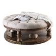 Benjara Cushioned Top Wooden Coffee Table with Bottom Shelf- Brown and Beige