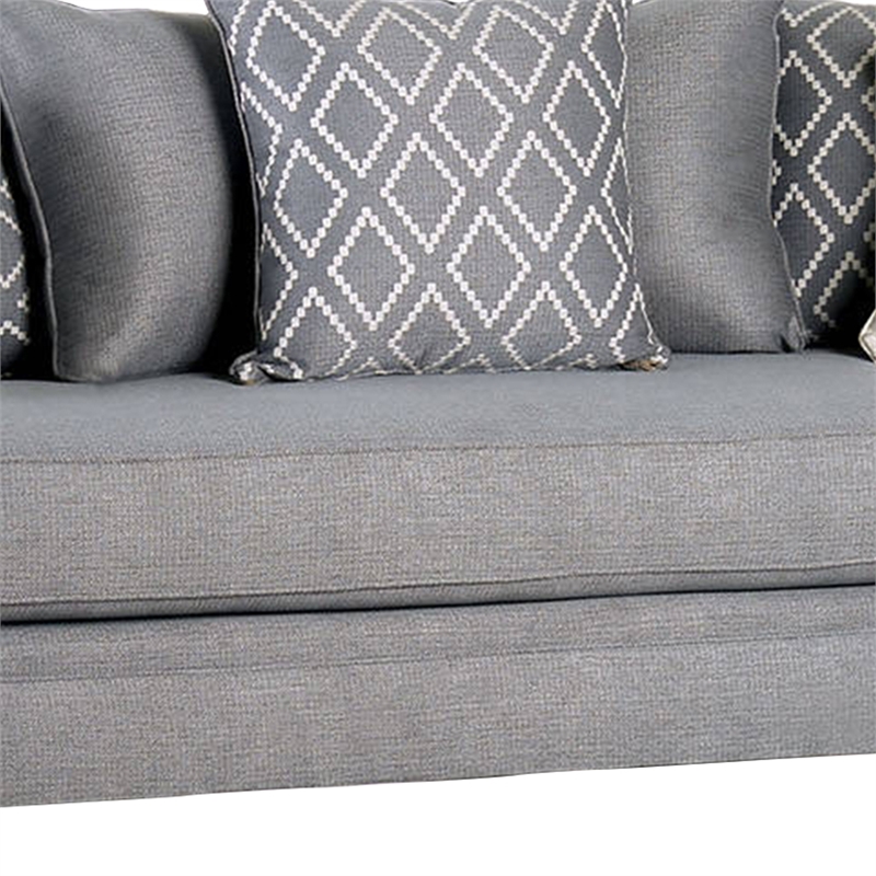 Benjara Fabric Upholstered Wooden Loveseat with Tufted Details- Gray