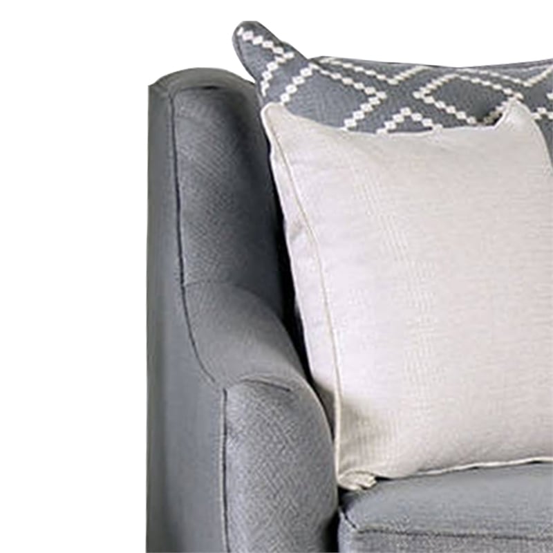 Benjara Fabric Upholstered Wooden Loveseat with Tufted Details- Gray