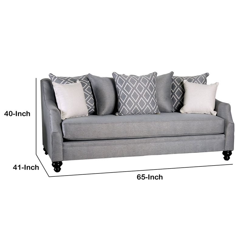 Benjara Fabric Upholstered Wooden Loveseat with Tufted Details- Gray
