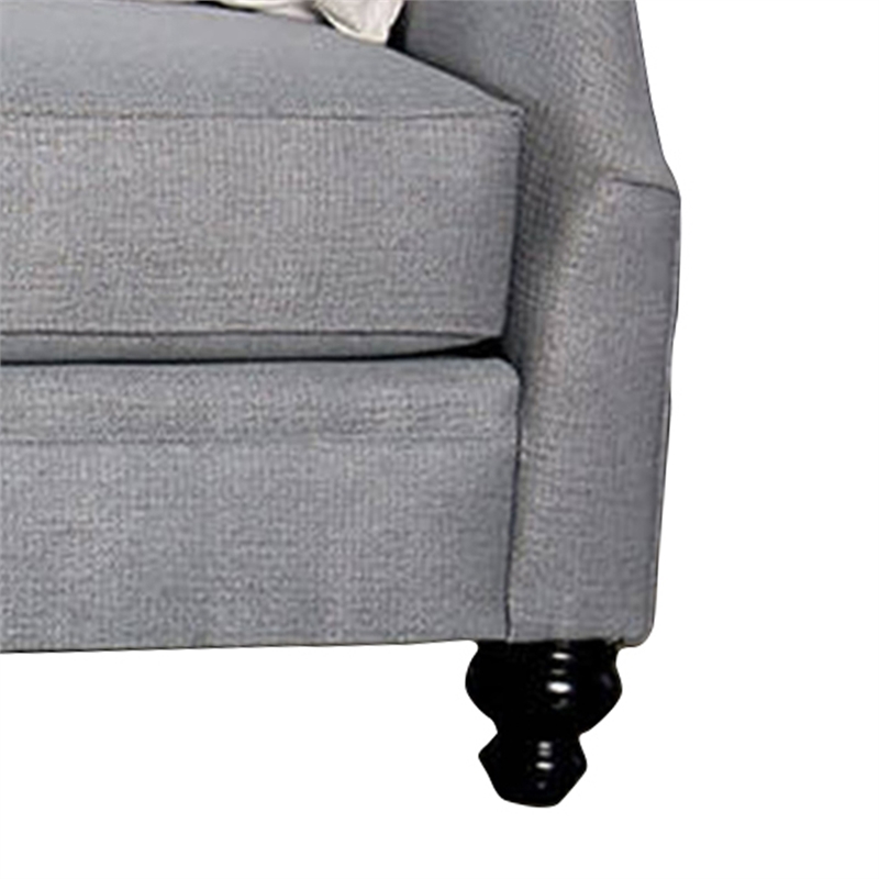 Benjara Fabric Upholstered Wooden Loveseat with Tufted Details- Gray