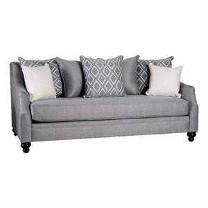 Benjara Fabric Upholstered Wooden Loveseat with Tufted Details- Gray
