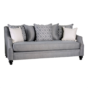 Benjara Fabric Upholstered Wooden Sofa with Tufted Details- Gray