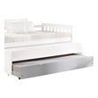 Benjara Mission Style Wooden Twin Size Daybed Trundle with Caster Wheels- White