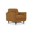Benjara Leatherette Chair with Tapered Legs and Button Tufted Details- Brown