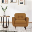 Benjara Leatherette Chair with Tapered Legs and Button Tufted Details- Brown