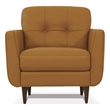 Benjara Leatherette Chair with Tapered Legs and Button Tufted Details- Brown