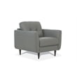 Benjara Leatherette Chair with Tapered Legs and Button Tufted Details- Gray