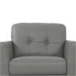 Benjara Leatherette Chair with Tapered Legs and Button Tufted Details- Gray