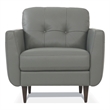 Benjara Leatherette Chair with Tapered Legs and Button Tufted Details- Gray