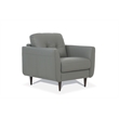 Benjara Leatherette Chair with Tapered Legs and Button Tufted Details- Gray