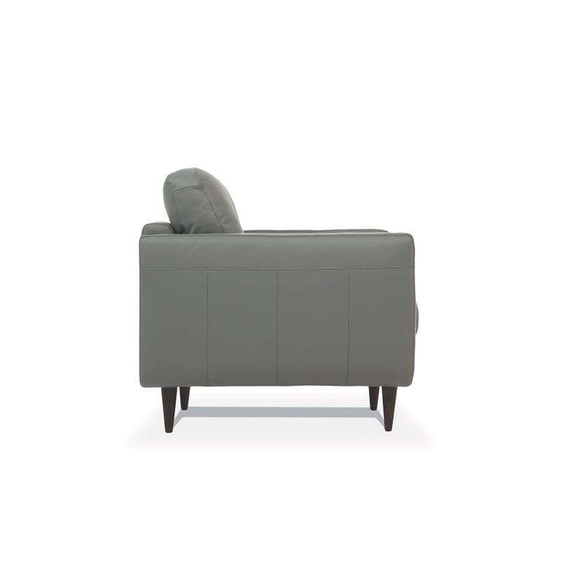 Benjara Leatherette Chair with Tapered Legs and Button Tufted Details- Gray