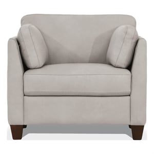 Benjara Leatherette Chair with Tapered Legs and Sloped Armrests- Dusty White
