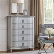 Benjara Contemporary 5 Drawer Wooden Chest with Rectangle Knobs- Silver