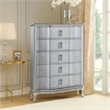 Benjara Contemporary 5 Drawer Wooden Chest with Rectangle Knobs- Silver