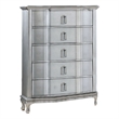Benjara Contemporary 5 Drawer Wooden Chest with Rectangle Knobs- Silver