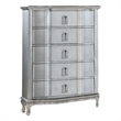 Benjara Contemporary 5 Drawer Wooden Chest with Rectangle Knobs- Silver