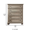 Benjara Transitional Wooden 5 Drawer Chest with Round Knob and Bun Feet- Brown